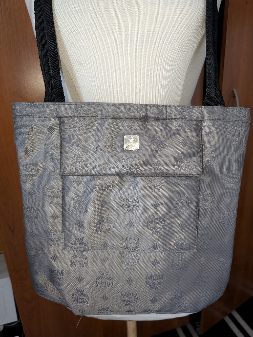 MCM Visetos grey nylon crossbody bag